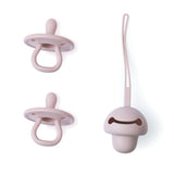 Pack 2 Chupetes Silicona + Sujeta Chupete Rosa