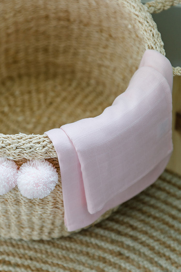 Fralda em Algodão Orgânico Liso Rosa
