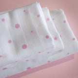Fralda em Algodão Orgânico Pintas Rosa