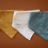 Pack de 3 baberos de algodón orgánico con diseño de triángulo Little Party