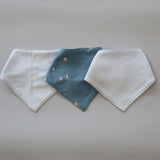 Pack de 3 baberos triangulares de algodón orgánico azules