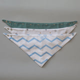 Pack de 3 baberos triangulares de algodón orgánico Soft Blue