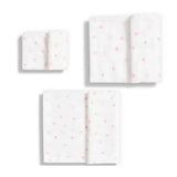 Paquete de 3 pañales 3 tallas de algodón orgánico Estrellas Rosa