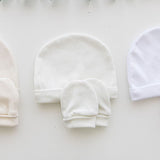 Gorro y guantes de algodón orgánico beige