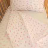 Conjunto de lençóis em Algodão Orgânico Nuvens Rosa (3 peças)
