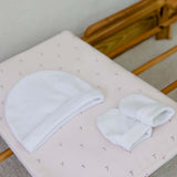 Gorro y guantes de algodón orgánico blanco