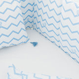 Resguardo de Cama Clássico em Algodão Orgânico Chevron Azul