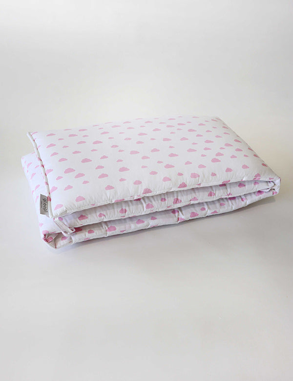 Resguardo de Cama Clássico em Algodão Orgânico Nuvens Rosa
