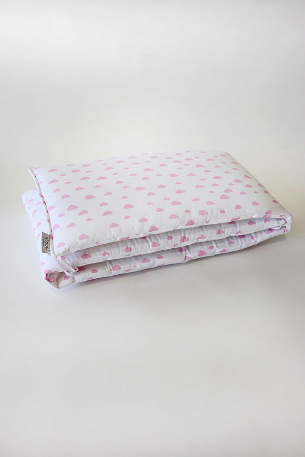 Resguardo de Cama Clássico em Algodão Orgânico Nuvens Rosa