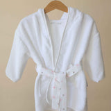 Robe em Algodão Orgânico Branco e Estrelas Rosa