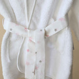 Robe em Algodão Orgânico Branco e Estrelas Rosa