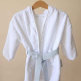 Robe em Algodão Orgânico Branco e Liso Azul