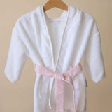 Robe em Algodão Orgânico Branco e Nórdico Rosa