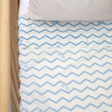 Conjunto de lençóis em Algodão Orgânico Chevron Azul (3 peças)