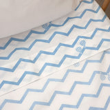 Conjunto de lençóis em Algodão Orgânico Chevron Azul (3 peças)