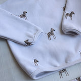 Camiseta de invierno de algodón orgánico con estampado de cebra