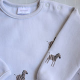 Camiseta de invierno de algodón orgánico con estampado de cebra